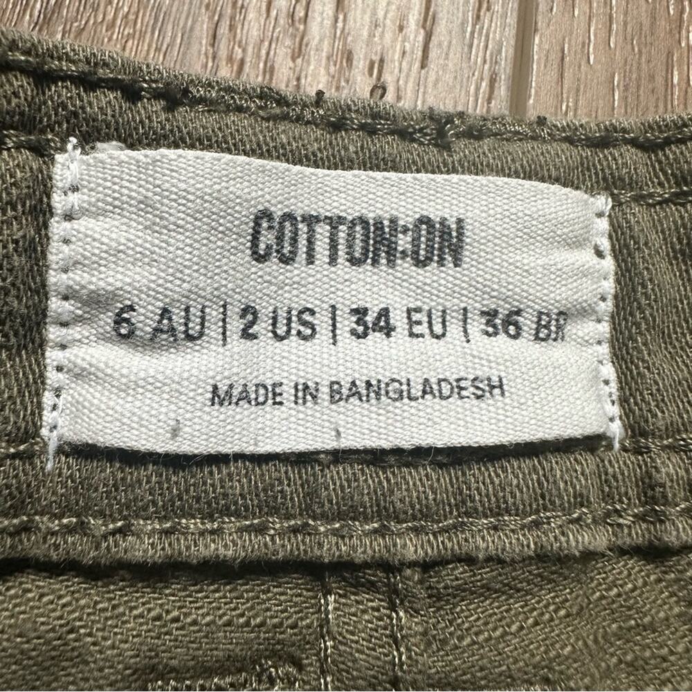 Cotton‎ On Women’s Cargo Pants Olive Green 100% Cotton, Size 2 - Picture 8 of 15